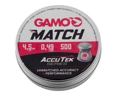 Plombs Gamo Match Accutek calibre 4,5 mm - boîte de 500