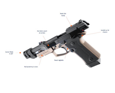 Pistolet BERETTA 80x Cheetah Tactical Special Edition calibre 9mm Court