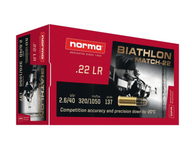 Munitions 22Lr NORMA BIATHLON MATCH-22 - boîte de 50