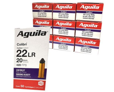 Munitions AGUILA 22 LR Colibri Subsonic 20grs