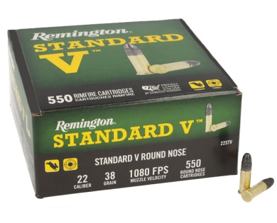 Munitions 22lr Remington Standard V 38 tête plomb arrondie
