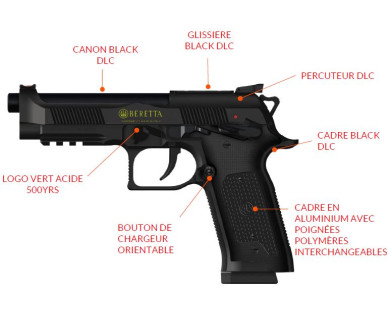 Pistolet semi-automatique BERETTA 94x Performance Optic Ready Edition limitée 500 ans calibre 9x19