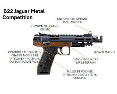 Pistolet semi-automatique BERETTA B22 Jaguar Metal Competition fileté calibre 22LR