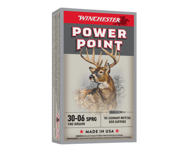 Carton de 200 Munitions Winchester 30-06 ou 300Win Mag Power-Point - 180 Grains