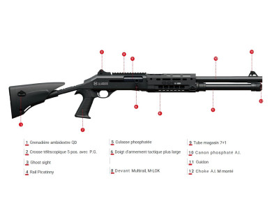 Fusil BENELLI M4 Advance Impact anti drone crosse télescopique calibre 12/76