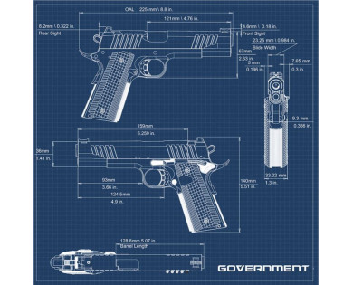 Pistolet BUL 1911 Governement Bul Barrel 5'' silver calibre 45ACP