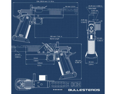 Pistolet BUL SASII Bullesteros 2023 silver calibre 9x19 canon 5,7 '' (point rouge non inclus)