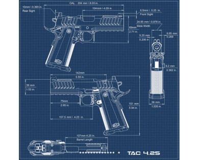 Pistolet BUL SAS II TAC 4.25 Pouces G2 Silver Calibre 9x19 (point rouge non inclus)