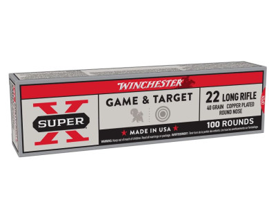 Munitions Winchester calibre .22 LR Super-X 40 grains Copper Plate