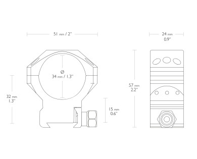 Montages Hawke Tactical 34 mm fixe alu pour rail Weaver