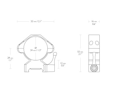 Montage à colliers precision steel 21mm 34mm Levier Hawke