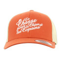 Casquette chasse tricolore Orange / beige “La chasse pour le chien et les copains”