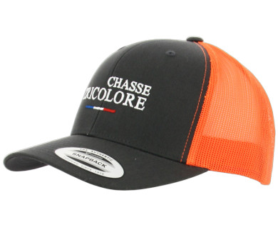 Casquette premium – Orange fluo / Gris “Chasse Tricolore”