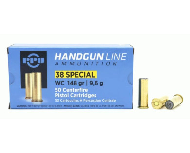 Munitions PPU 38 Special WC 148 Grains 9.6 g
