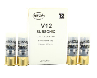 Cartouches Prevot V12 Subsoniques 28 grains