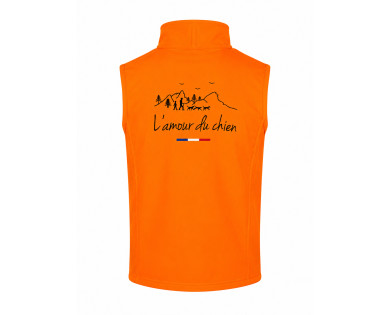 Softshell sans manches L'amour du chien - orange CHASSE TRICOLORE