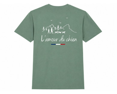 T-shirt L'amour du chien - vert mousse (unisexe) CHASSE TRICOLORE