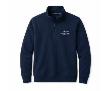 Sweat col zippé L'amour du chien - marine CHASSE TRICOLORE