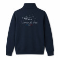 Sweat col zippé L'amour du chien - marine CHASSE TRICOLORE