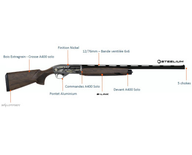 Fusil semi-automatique BERETTA A400 Solo Wood 500 ans calibre 12/76