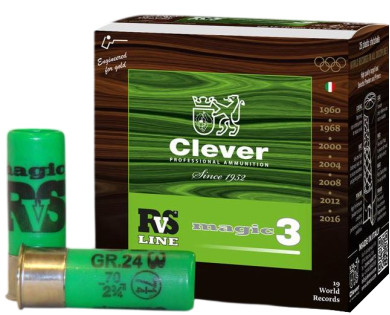 Boîte de 25 cartouches Clever RVS T3 Magic calibre 12/70 - 28 grs