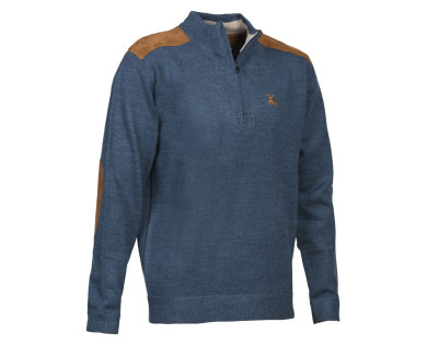 Pull col zippé Bleu Ligne Verney-Carron