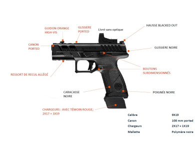 Pistolet BERETTA APX1 A1 Ported noir calibre 9x19 - 4,25''