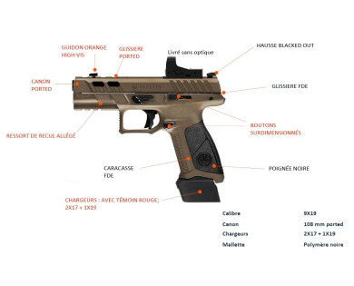Pistolet BERETTA APX1 A1 Ported calibre 9x19 - 4,25''