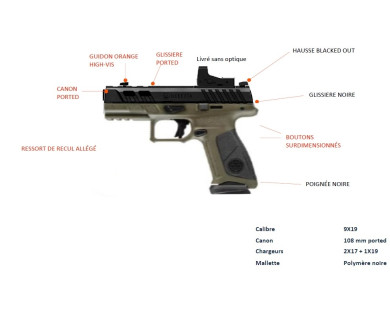 Pistolet BERETTA APX1 A1 Ported calibre 9x19 - 4,25''