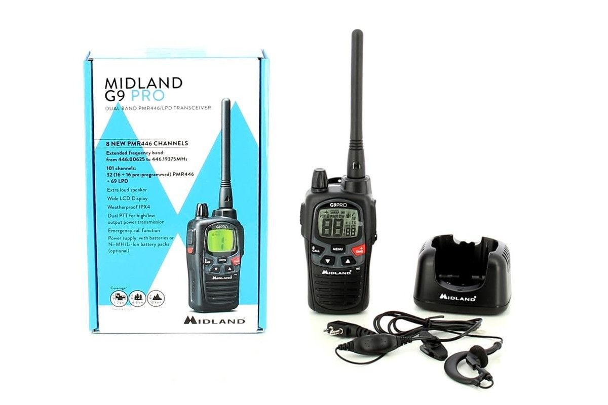 Midland G9 Pro Noir Talkie-Walkie longue portée appel d'urge