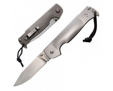 Couteau Pocket Bushman - Lame 114mm - Manche Acier - Clip réversible COLD STEEL 