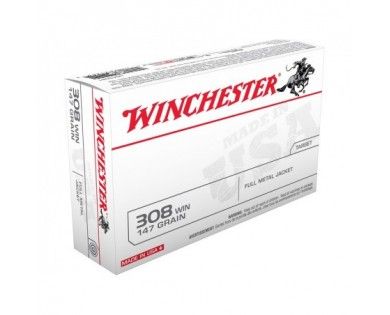 Munitions Winchester 308 Win USA 147 Grains FMJ 