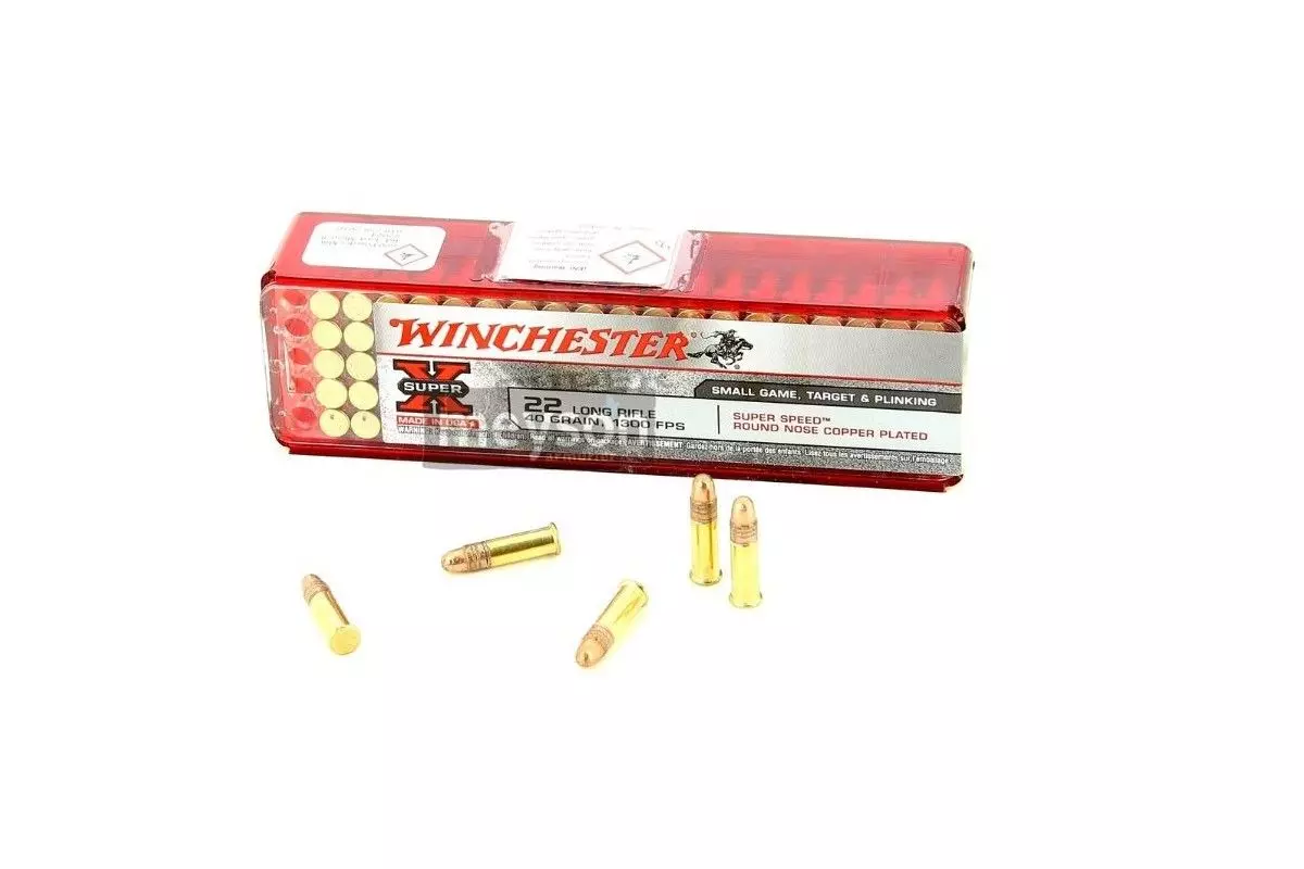Munitions Winchester calibre .22 LR Super-X 40 grains Copper Plate 
