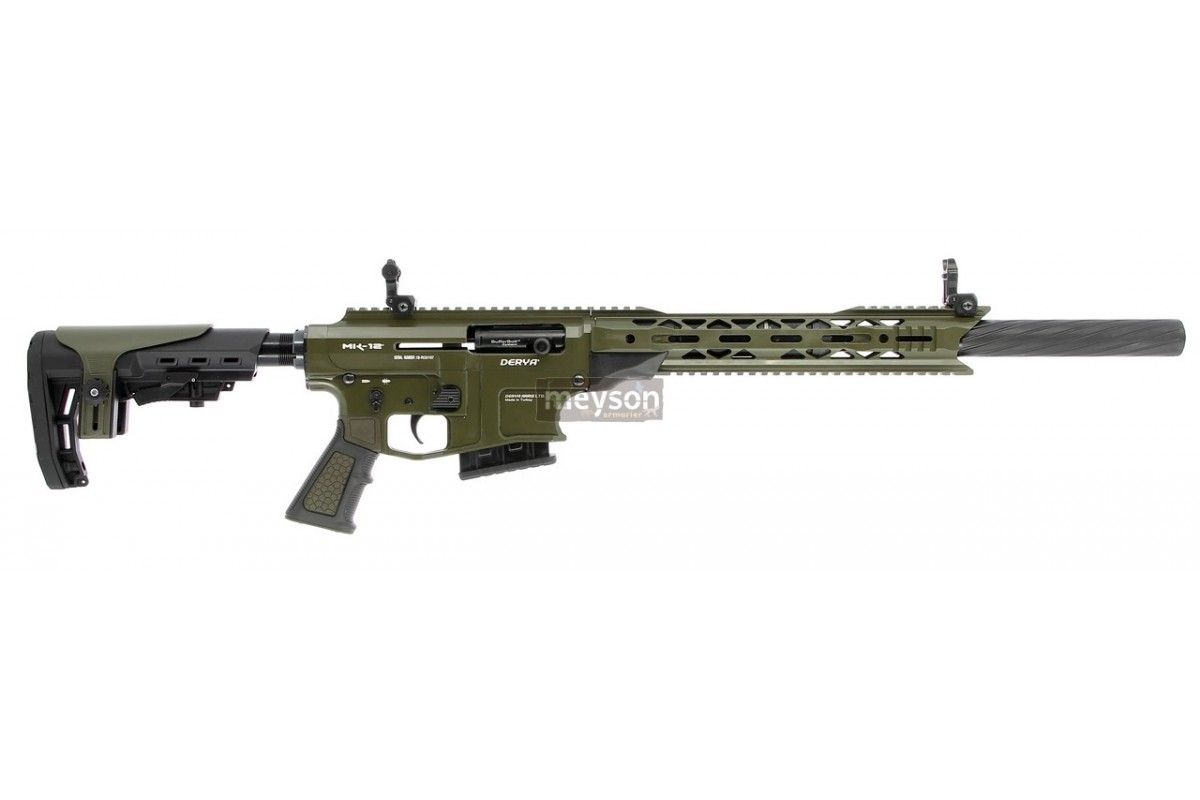 Fusil d'assaut semi-automatique Derya MK-12 AS-103SF calibre 12/76 vert Fusil d'assaut semi-automatique Derya MK-12 AS-103SF calibre 12/76 vert