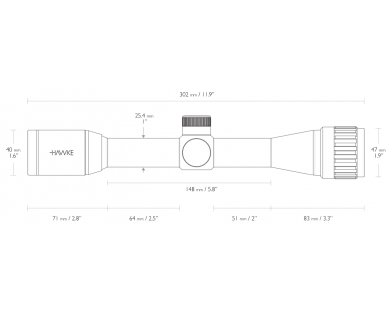 Lunette de tir Hawke VANTAGE 4x32AO mil dot 