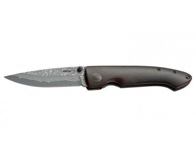 Couteau Damas Gent 1 - Lame 82mm - Manche Ebène - Clip Böker 