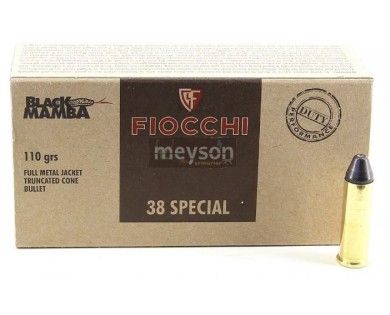 MUNITIONS Fiocchi 38 SPECIAL FMJTC BLACK MAMBA 110 GRS 